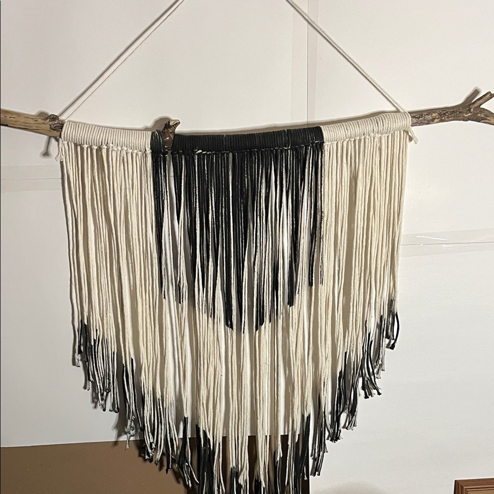 😄Macrame driftwood Hanging Large Bohemian Yarn Tapestry Black Wall Décor branch